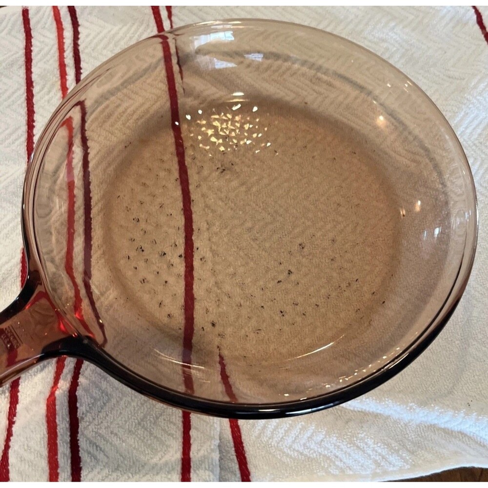 Vintage Amber Vision Corning Ware 10" Waffle Bottom Frying Pan Skillet USA